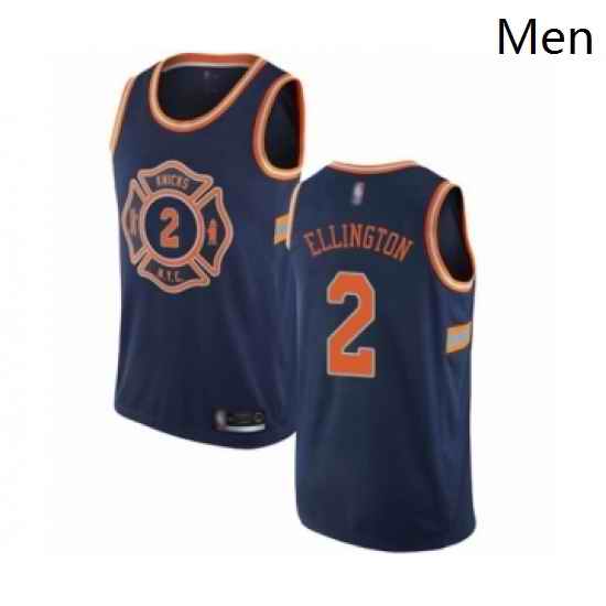 Mens New York Knicks 2 Wayne Ellington Authentic Navy Blue Basketball Jersey City Edition